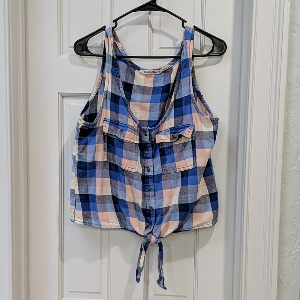 Plaid tie tank, Vanilla Star, sz L